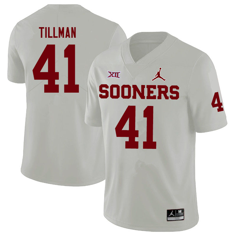 Men #41 Coby Tillman Oklahoma Sooners Jordan Brand College Football Jerseys Sale-White